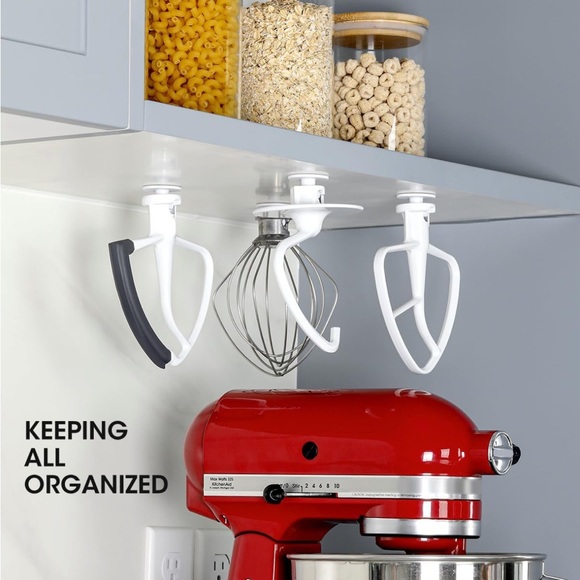 Under Cupboard Mounts for KitchenAid Attachments/Whisks, Set if 4, NWT, White - Picture 4 of 6